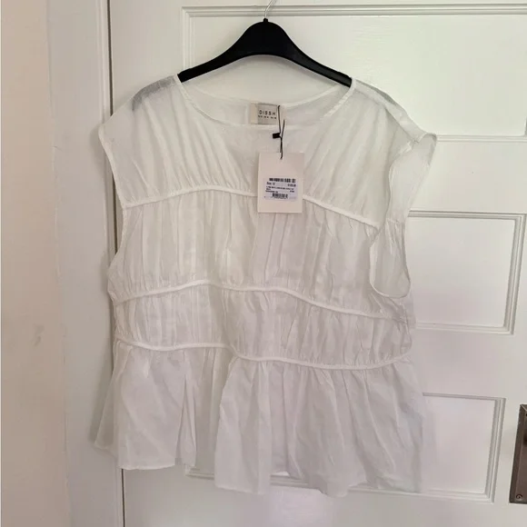 DISSH- FLYNN WHITE LINEN BLEND TIERED TOP - Picture 2 of 5